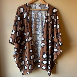 Umgee Cheetah Leopard Print Flowy Open Front Cardigan Kimono Oversized Sz M/L